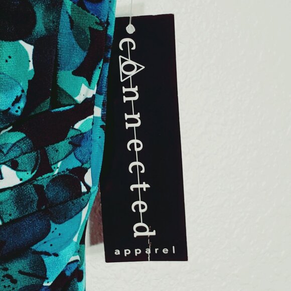 Connected Apparel Womens Blue/Teal Abstract Print Dress Size 8 NWT - Picture 8 of 11